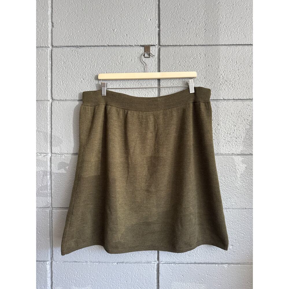 Eileen Fisher Brown 100% Merino Wool Knit Pull On Skirt Size Petite Large PL - Picture 1 of 3